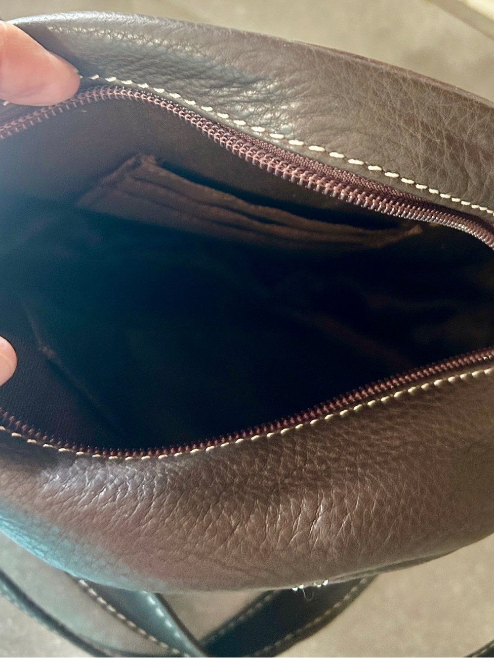 Round Cowhide Crossbody Bag in Brown - Picture 6 of 8